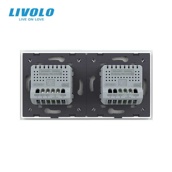 Сенсорний димер LIVOLO, 3 сенсори (1-2), білий, скло VL-C7FC1D/FC2D-4WP фото