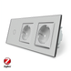 Розумний сенсорний ZigBee вимикач 1 сенсор 2 розетки Livolo сірий скло (VL-C701Z/C7C2EU-15) VL-C701Z/C7C2EU-11 фото