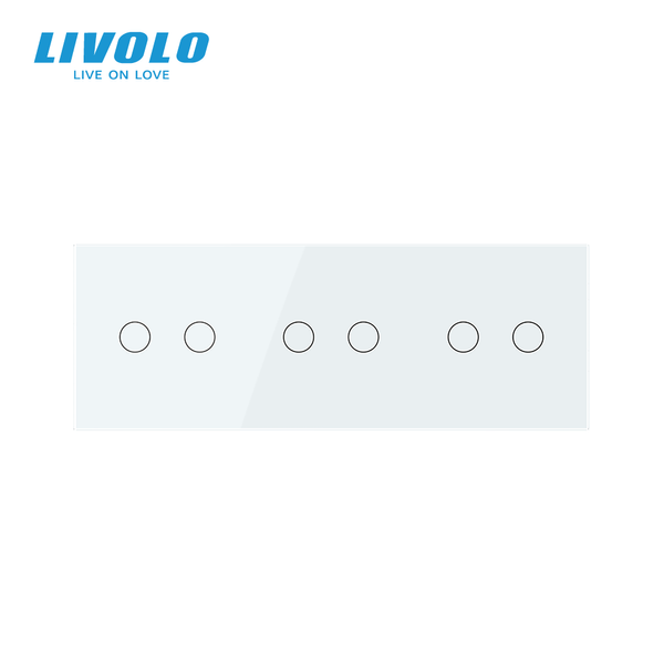 Сенсорний прохідний димер LIVOLO 6 сенсорів (2-2-2), білий, скло, 2A 230V VL-C7FC2SD/FC2SD/FC2SD-6WP фото