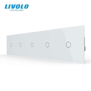 Сенсорний вимикач 5 сенсорів (1-1-1-1-1) Livolo білий скло (VL-C705-11) VL-C705-11 фото