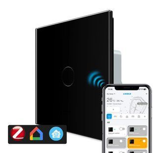 Розумний сенсорний прохідний/перехресний ZigBee вимикач 1 сенсор Livolo чорний скло (VL-C7FC1SZ-2BP) VL-C701SZ-15 фото