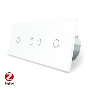 Розумний сенсорний ZigBee вимикач 4 сенсора (1-2-1) Livolo білий скло (VL-C701Z/C702Z/C701Z-11) VL-C701Z/C702Z/C701Z-11 фото