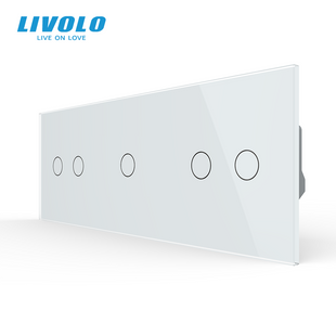 Сенсорний прохідний димер LIVOLO 5 сенсорів (2-1-2), білий, скло, 2A 230V VL-C7FC2SD/FC1SD/FC2SD-6WP фото