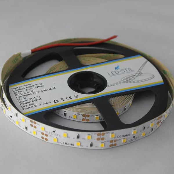 LED стрічка LED-STIL 3000K, 6 Вт/м, 2835, 60 діодів, IP33, 12V, 500 LM, тепле світло LS2835-60A3-IP33 фото
