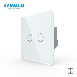 Сенсорний вимикач 2 сенсора для ролет штор воріт жалюзі Livolo білий скло (VL-C702W-11) VL-C702W-11 фото