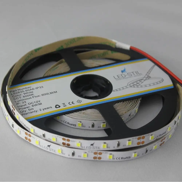 LED стрічка LED-STIL 6000K, 6 Вт/м, 2835, 60 діодів, IP33, 12V, 500 LM, холодне світло LS2835-60A6-IP33 фото