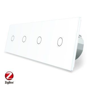 Розумний сенсорний ZigBee вимикач 4 сенсора (1-1-1-1) Livolo білий скло (VL-C704Z-11) VL-C704Z-11 фото