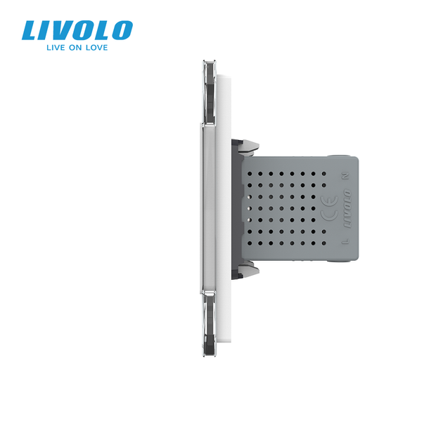 Розетка з заземленням з 2 USB розетками Livolo білий скло (VL-C7C1EU2USB-11) VL-C7C1EU2USB-11 фото