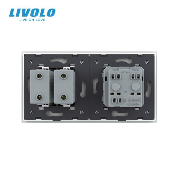 Розетка з заземленням з 2 USB розетками Livolo білий скло (VL-C7C1EU2USB-11) VL-C7C1EU2USB-11 фото