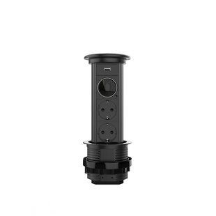Висувна розетка на дві розетки, USB, Bluetooth колонка Livolo чорний (VL-SHS021-FCTC-FCF-B) VL-SHS021-FCTC-FCF-B фото