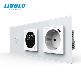 Розумний терморегулятор для теплої підлоги + вимикач + USB Type-C 18Вт LIVOLO, білий скляний VL-C7FC1Z2/FCQ1Z2/FCTF16A.UC18W-6WP фото