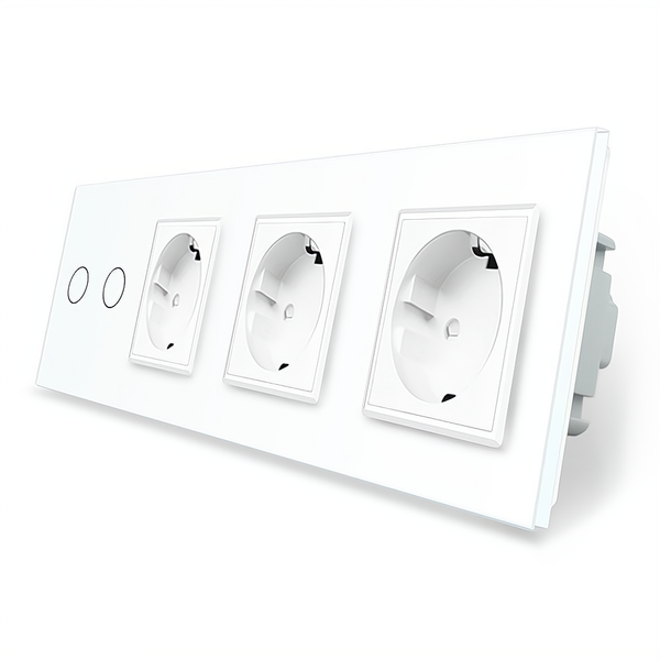 Розумний сенсорний ZigBee вимикач 2 сенсора 3 розетки Livolo білий скло (VL-C702Z/C7C3EU-11) VL-C702Z/C7C3EU-11 фото