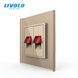 Hi-Fi аудіо розетка LIVOLO для колонок і підсилювачів, золота скляна рамка, настінна, дизайнерська VL-C7FCSD/FCSD-2WP фото