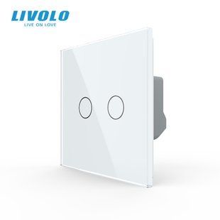 Сенсорний вимикач LIVOLO, 2-сенсорний, білий скляний, 5А 230В, без нейтралі (VL-C7FC2-2WP) VL-C7FC2-2WP фото