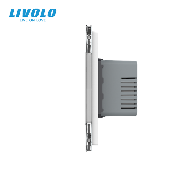 Подвійний терморегулятор + сенсорний димер LIVOLO, білий скляний, 16A 230V VL-C7FC1D/FCQ1/FCQ1-6WP фото