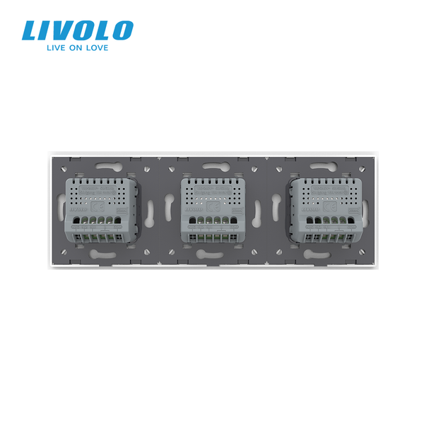 Сенсорний прохідний димер LIVOLO 5 сенсорів (1-2-2), білий, скло, 2A 230V VL-C7FC1SD/FC2SD/FC2SD-6WP фото