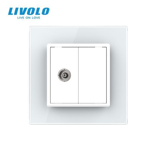Розетка телевізійна Livolo білий скло (VL-C791V-11) VL-C7FCTV/FCMB-2WP фото